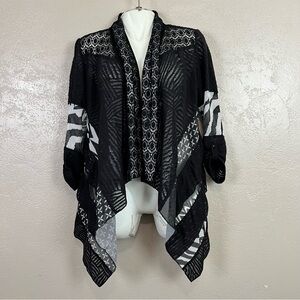 5 for $30 MONA LEAH COUTURE Black  Knit 3/4 Slevee‎ Open Cardigan Asymmetrical M